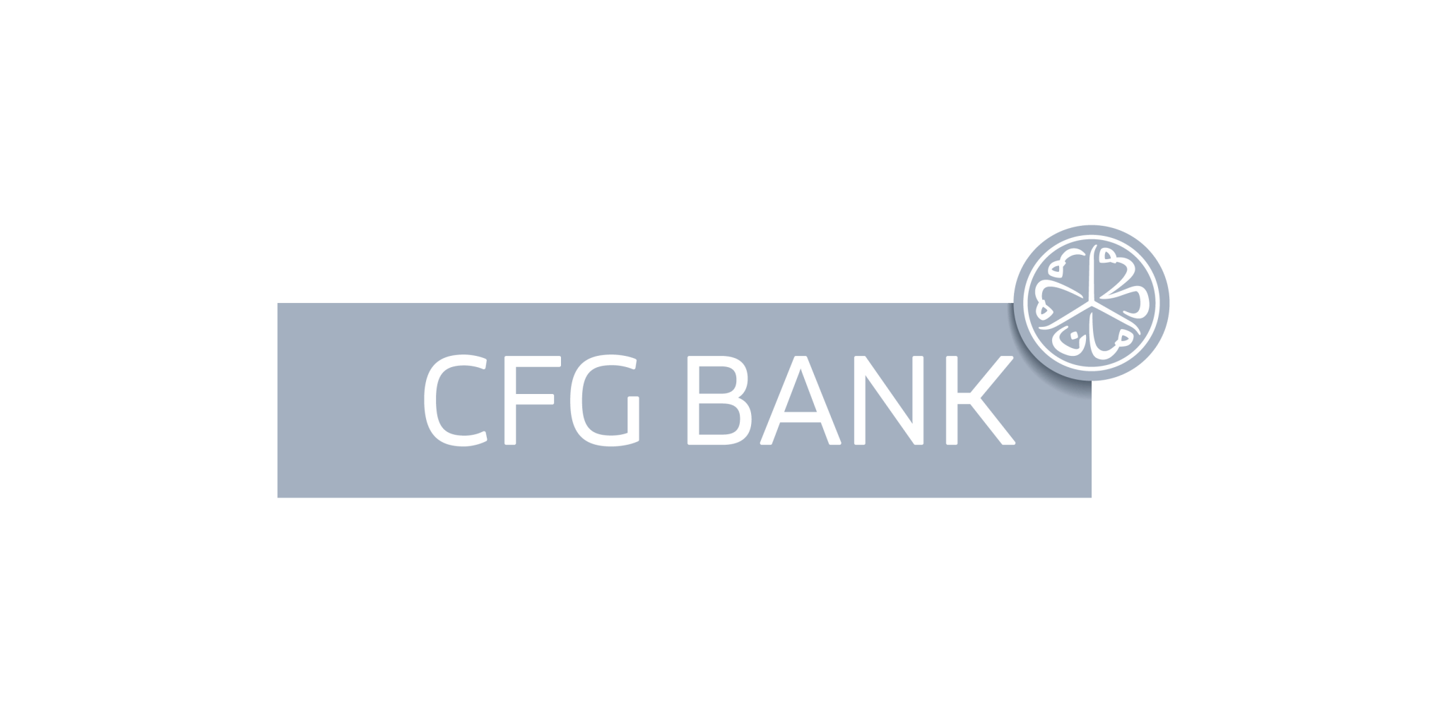 Logo de la banque Cfg sur fond noir.