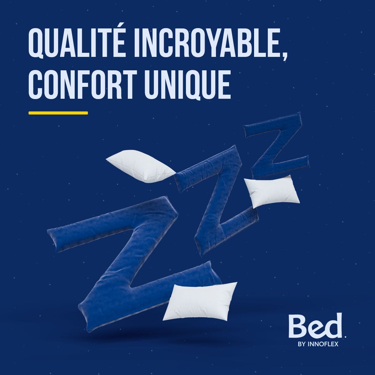 Un lit avec la mention 