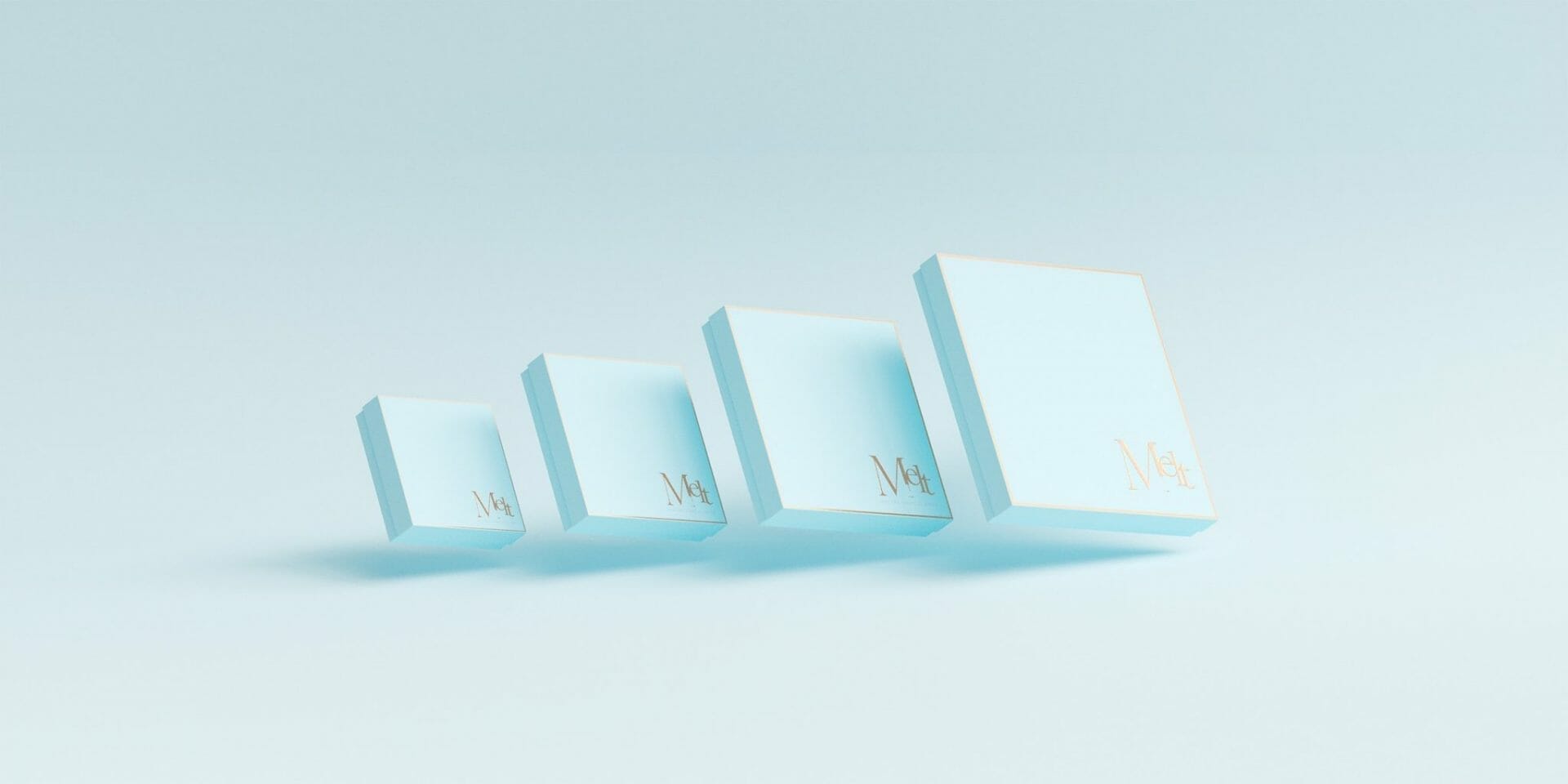 Un ensemble de cases bleues sur une surface blanche.