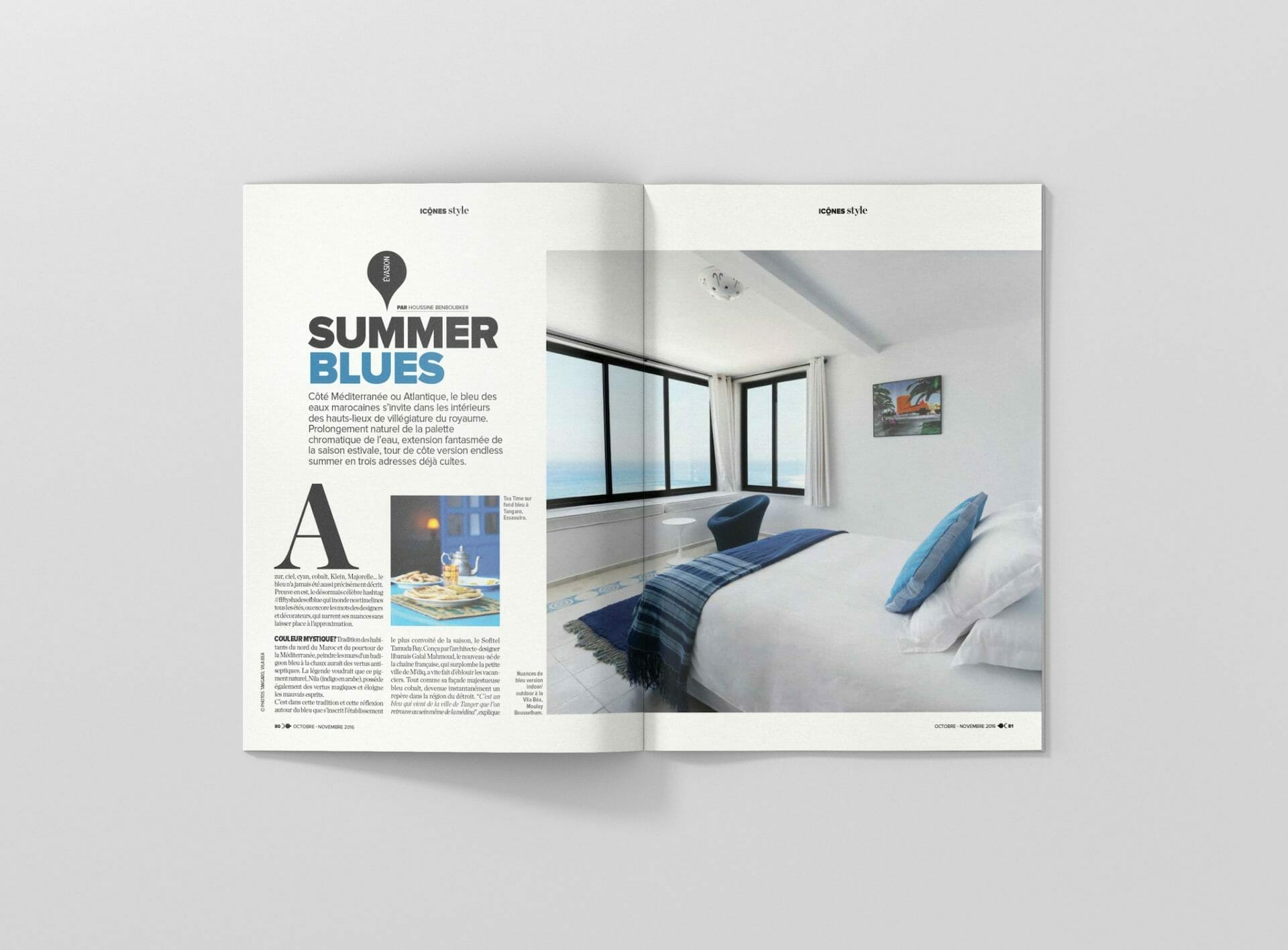 Un magazine diffusé avec l'image d'un lit et d'une table de chevet.