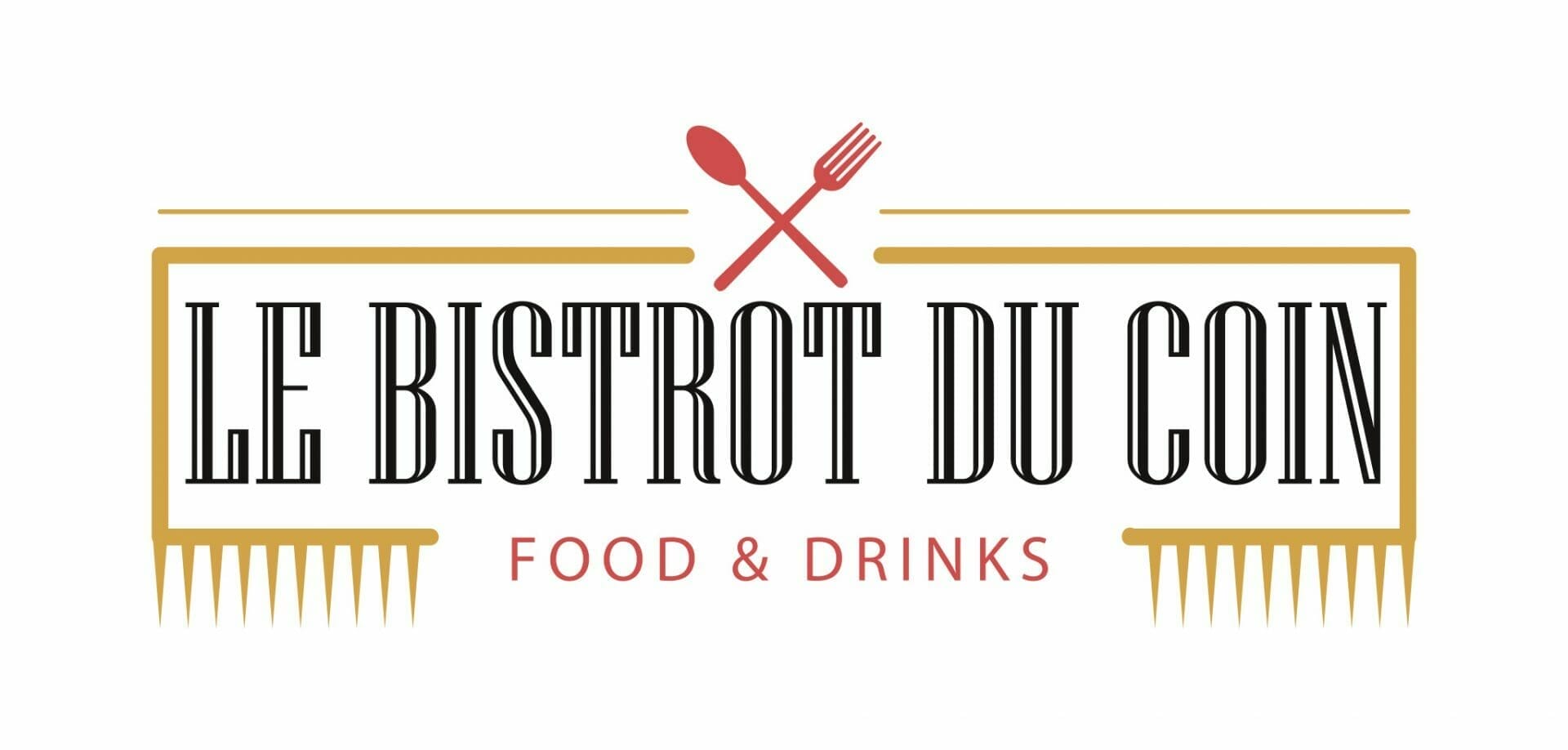 Le logo de la restauration et des boissons du bistrot du coin.